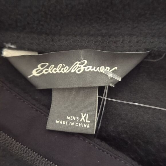 NWT Eddie Bauer Black Quarter Zip Fleece Pullover - Picture 5 of 6